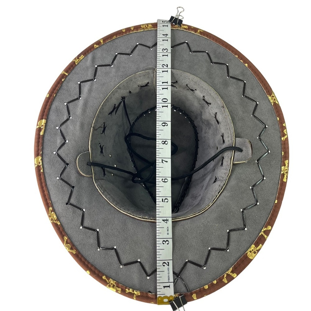 Brown‎ Felt Skull and Bone Western Cowboy Hat - Picture 12 of 12